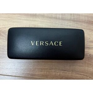 VERSACE BLACK HARD LEATHER CLAMSHELL SUNGLASSES EYEGLASSES CASE 160mmx70mmx55mm